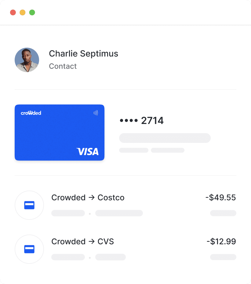 Track contact spending with digital receipts on Crowded Banking