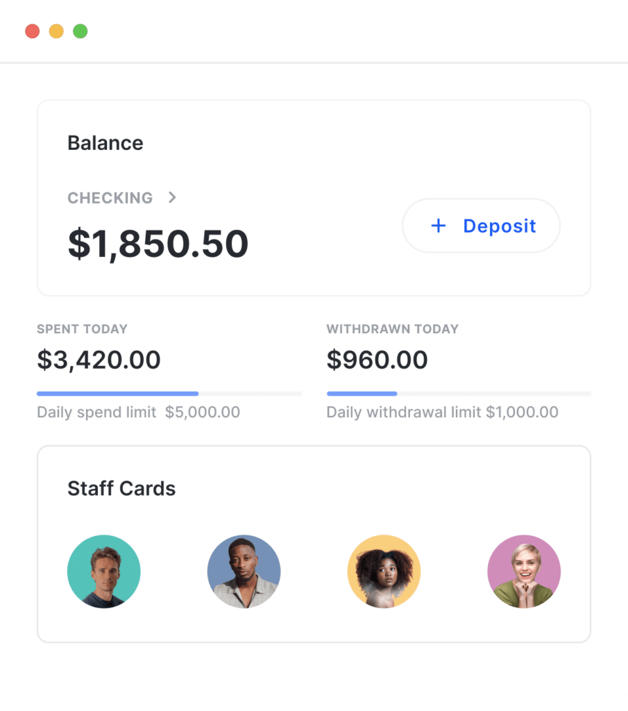 dashboard view for summer camps of using Crowded to bank. Clear tracking of funds and balances.
