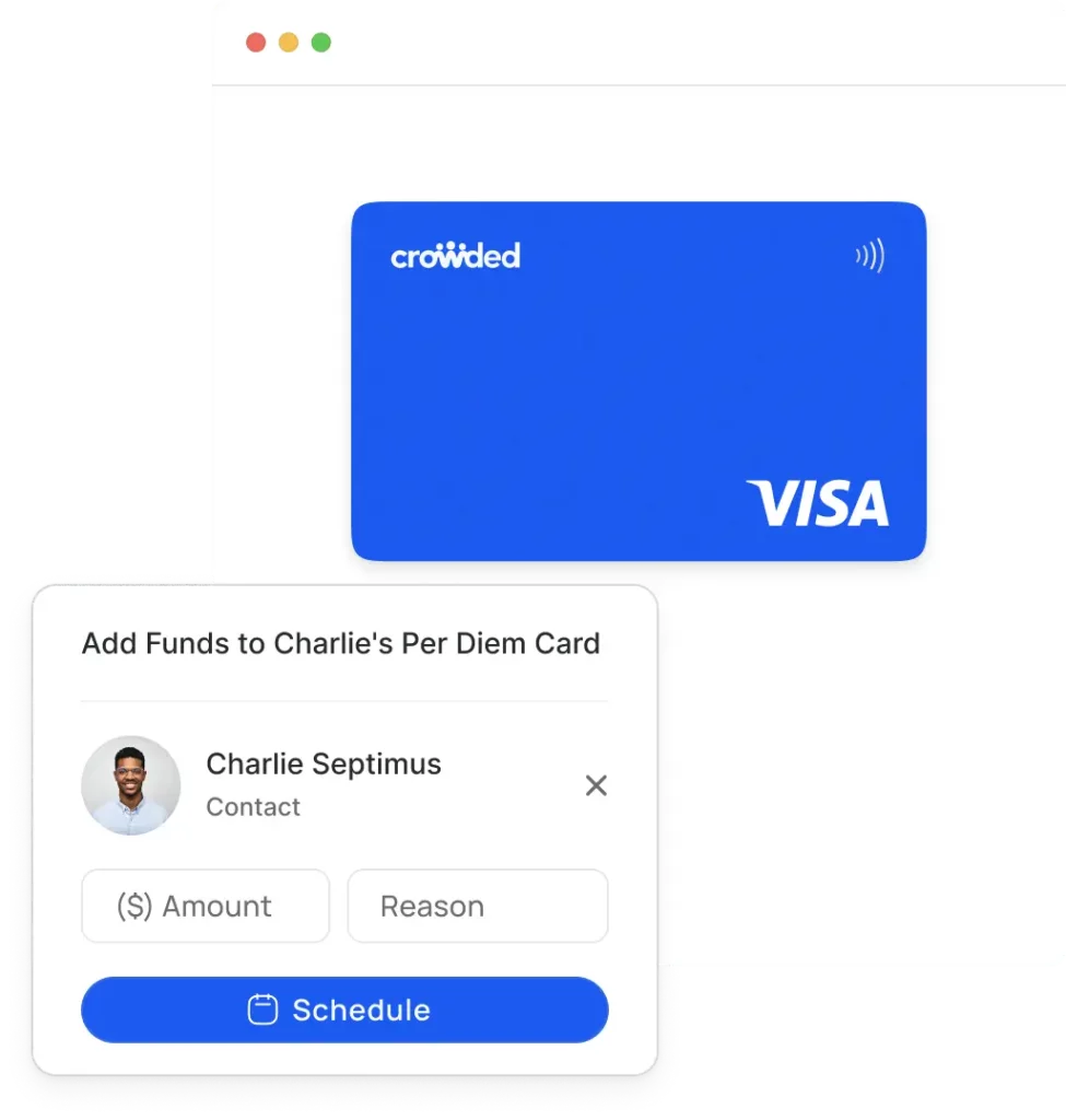 add or schedule funds to per diem accounts easily with Crowded