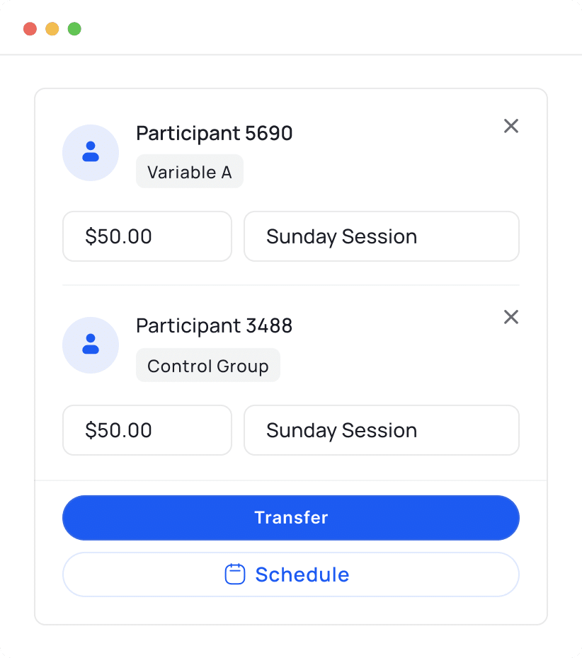 anonymous payments to research participants with Crowded