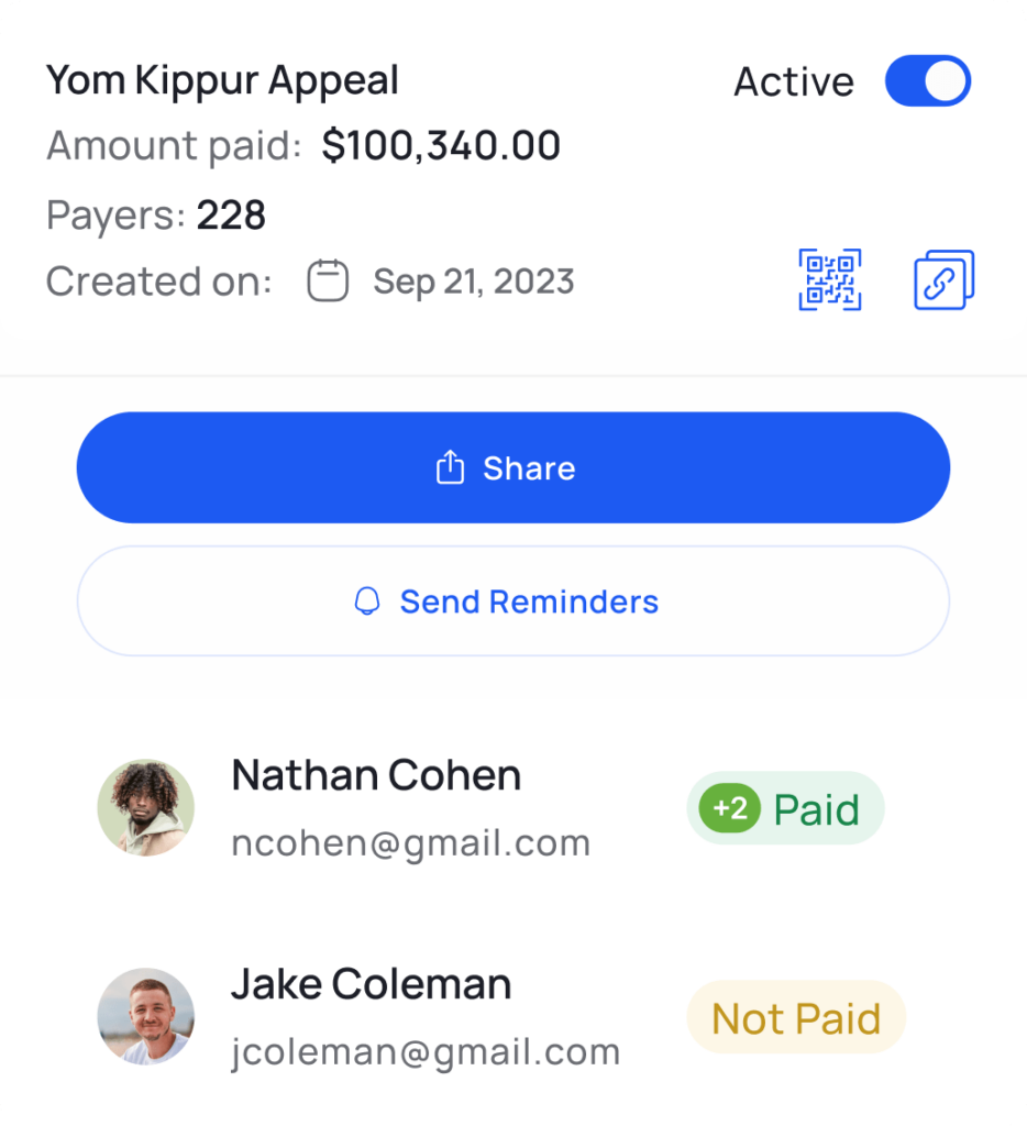 use Crowded to track the payments made to your temple or synagogue