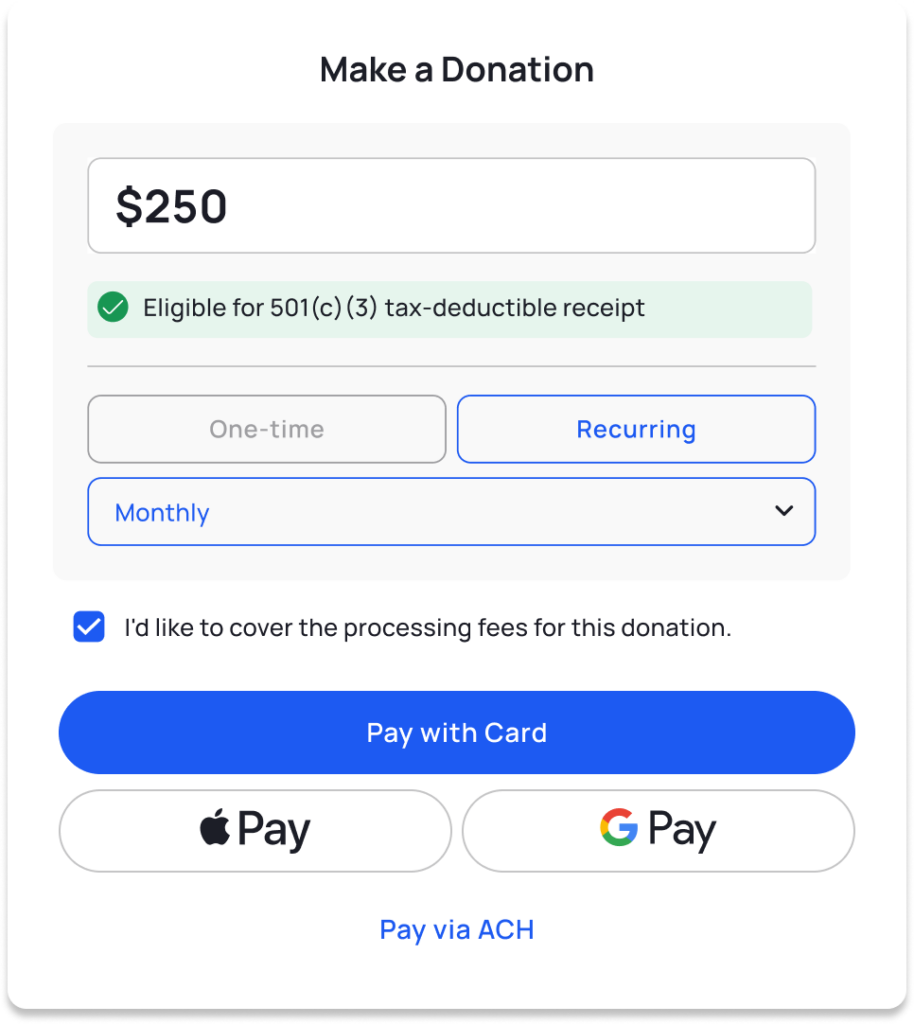 make flexible donations to nonprofits with Crowdeds software